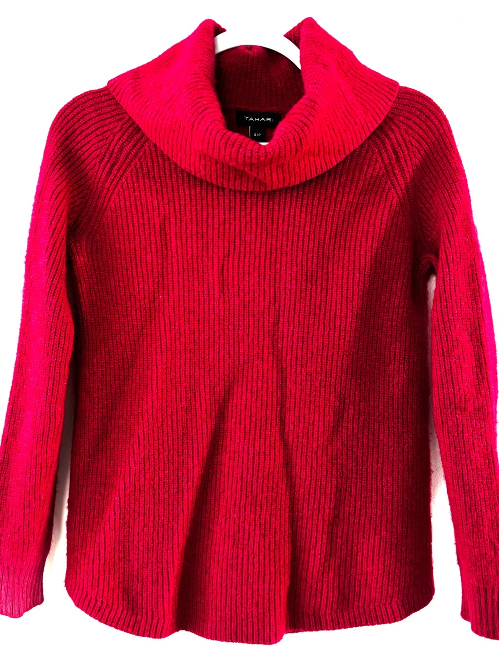 Tahari Vibrant Red Cowl-Neck Sweater